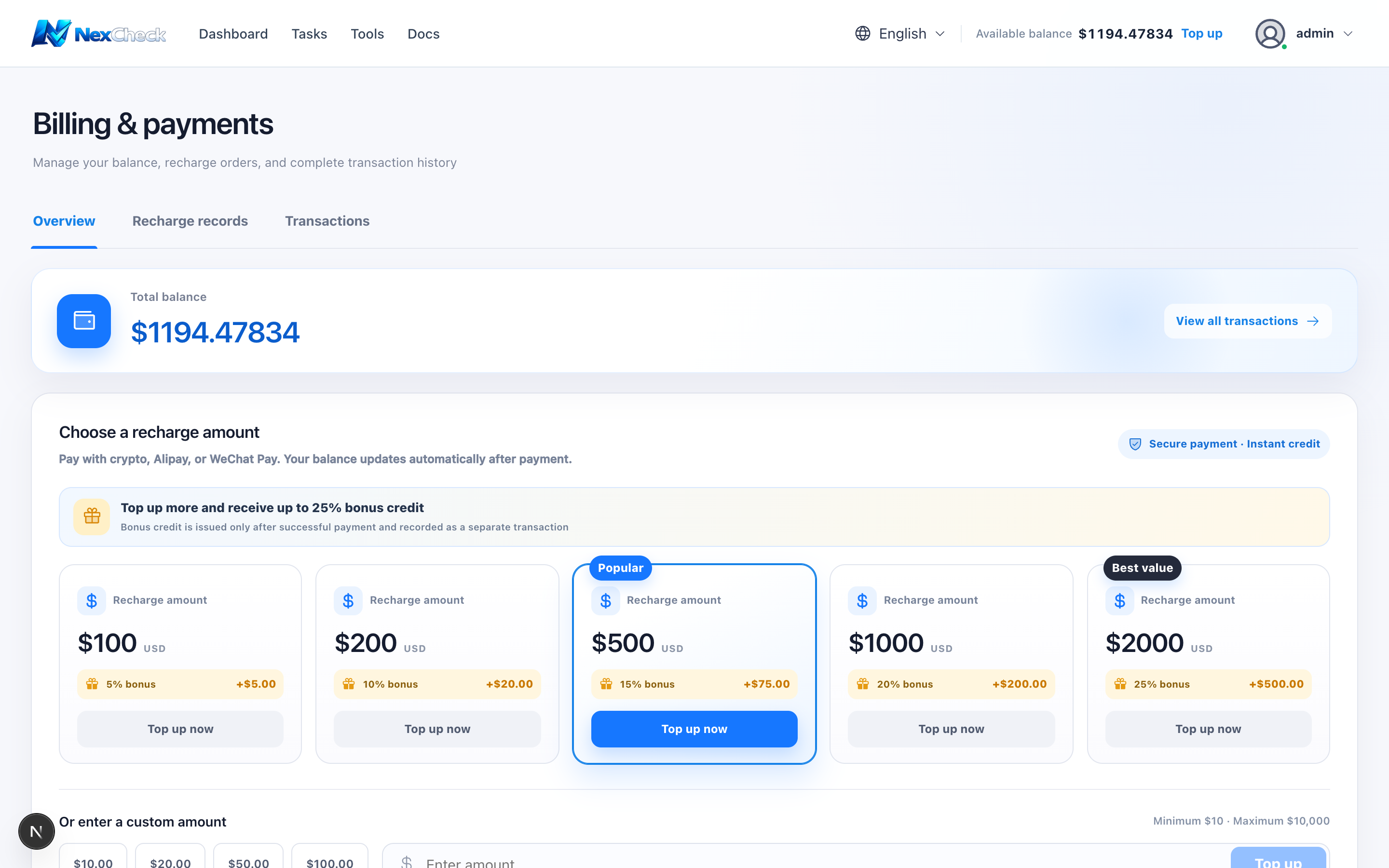 Billing & Payment overview