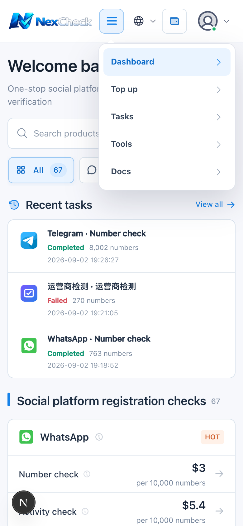 Mobile navigation menu
