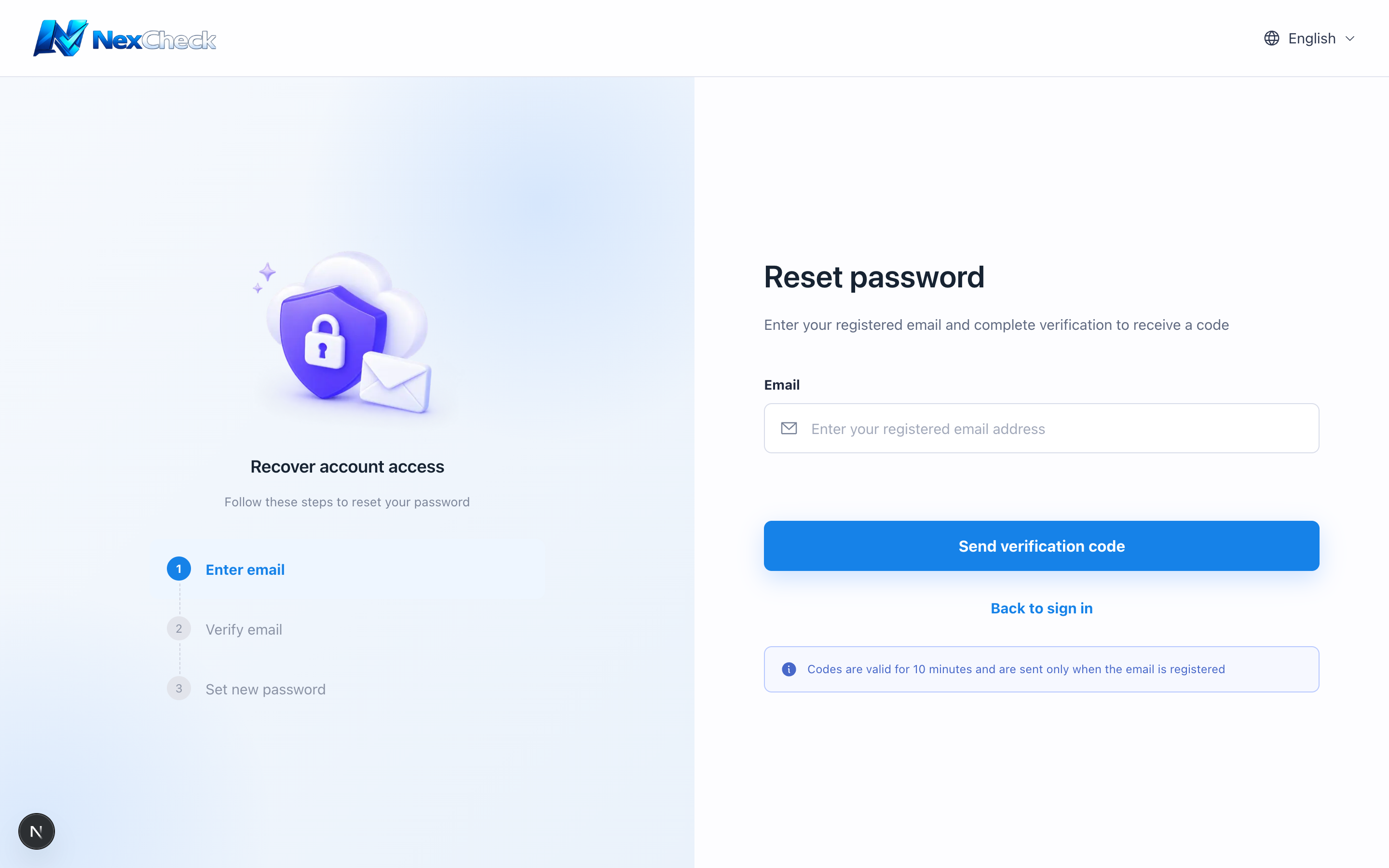Password-reset email step