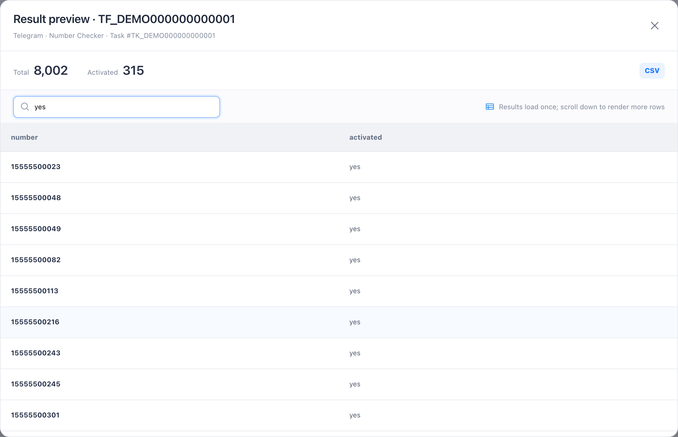 Searching within result preview