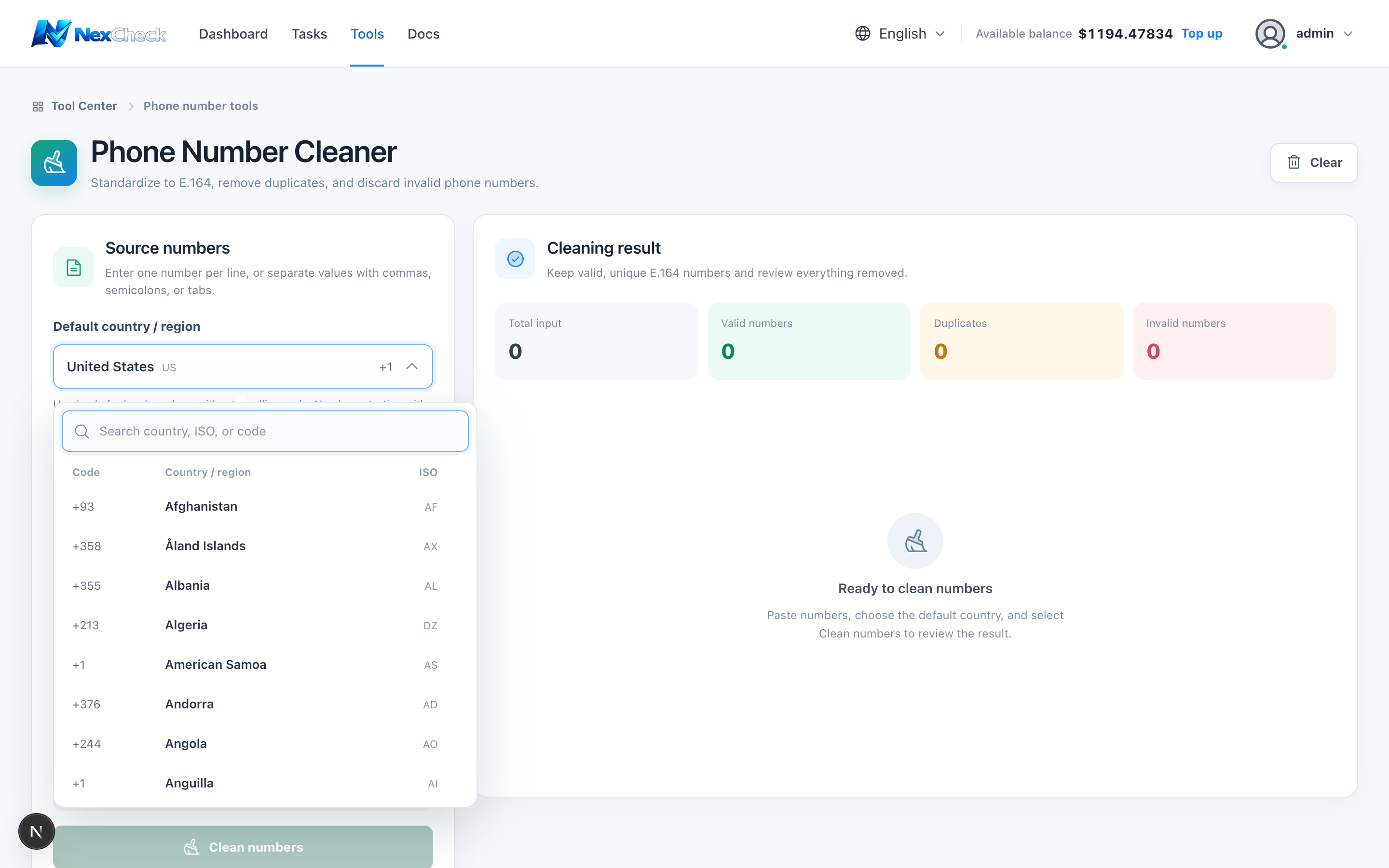 Searchable default country or region picker